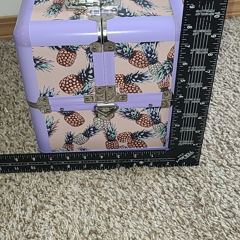 Sephora Limited Edition Pineapple Print Makeup Train Case - Lavender Trim
